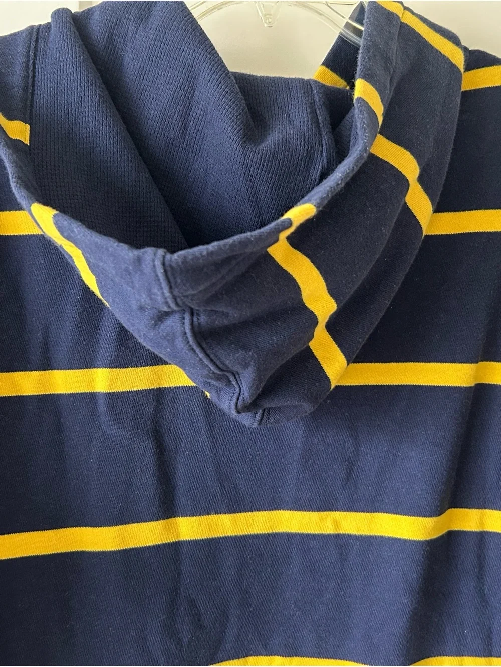 Ralph Lauren Navy and Yellow Striped Hooded Pullover